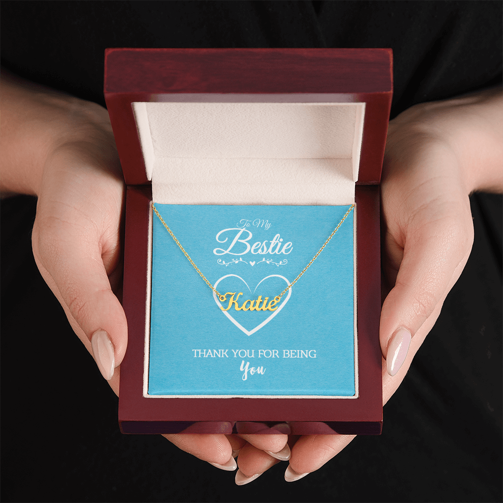 Name Necklace Gift for Best Friend with Message Card and Gift Box
