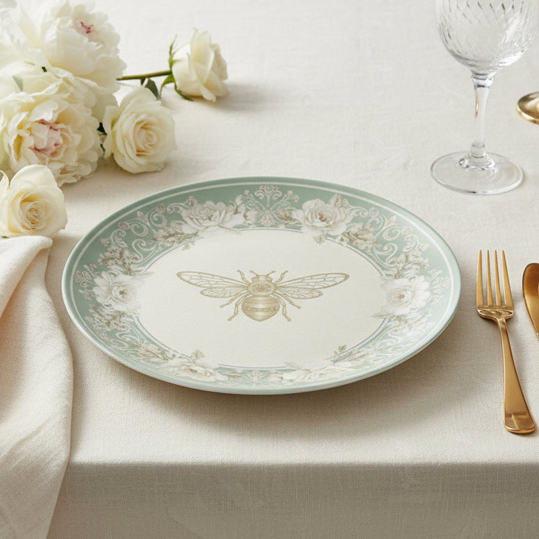 Bridgerton Inspired 10" Bee Plate | Sage Green Regencycore Dinnerware | Wedding Gift