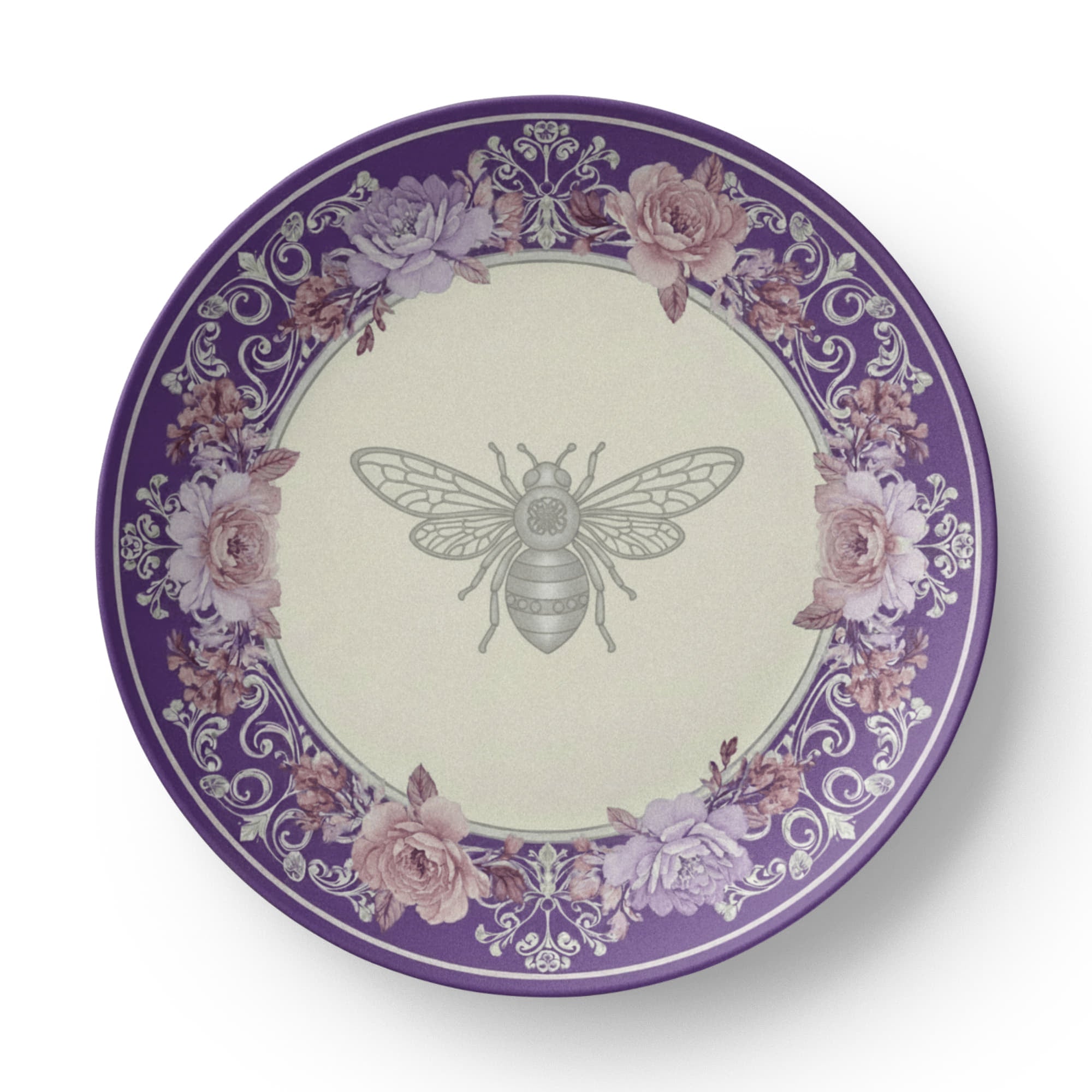 Bridgerton Inspired Bee Plate | Purple Regencycore Dinnerware | Floral China | Wedding Gift