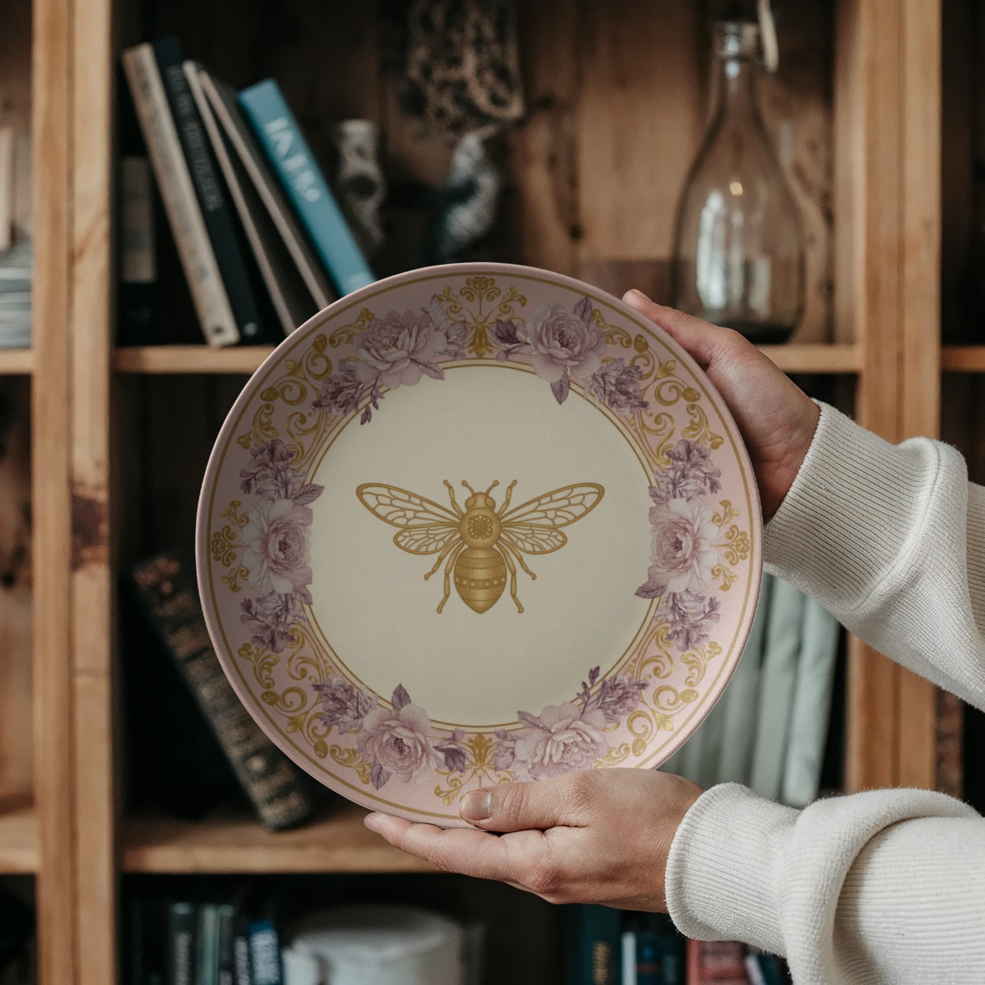 Bridgerton Inspired Bee Plate | Blush Gold Regencycore Dinnerware | Wedding Gift