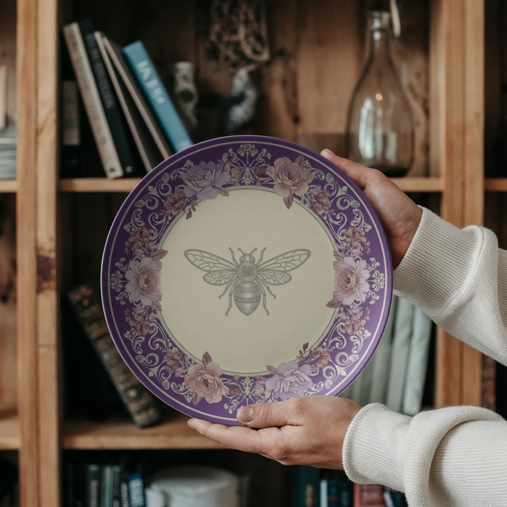 Bridgerton Inspired Bee Plate | Purple Regencycore Dinnerware | Floral China | Wedding Gift