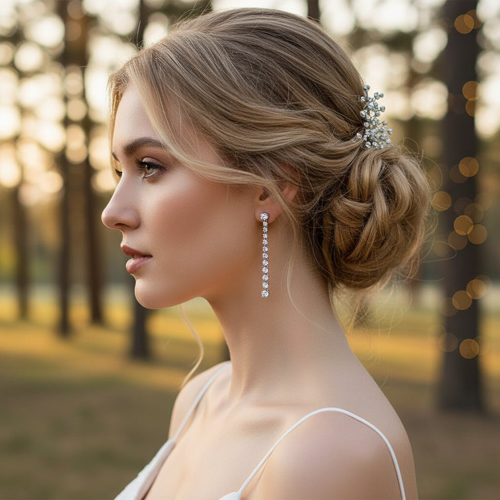 Moissanite Tassel Drop Earrings | Sterling Silver, Wedding Jewelry