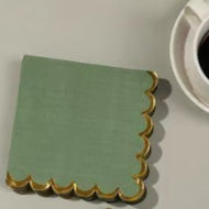 Luxe Scalloped Gold Napkins | 120 Green Wedding Cocktail Napkins | Garden Party Decor