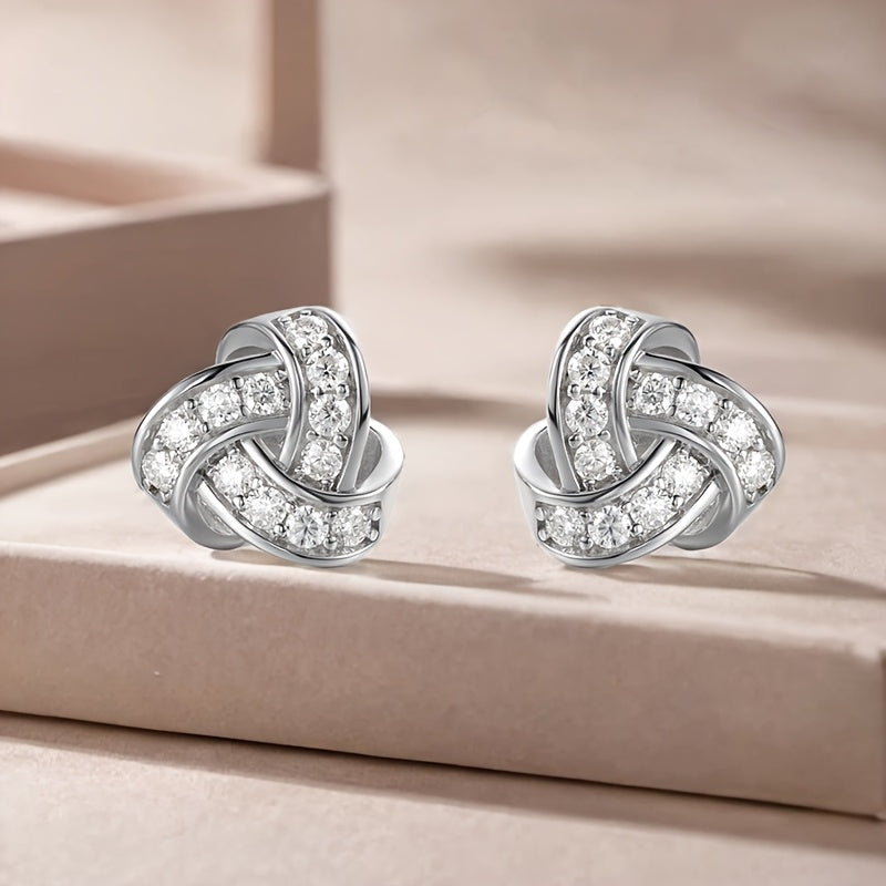 4 Carat Moissanite Knot Stud Earrings | Sterling Silver Bridal Earrings | Anniversary Gift for Her