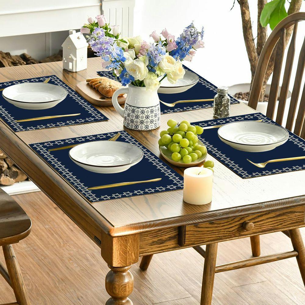 Set of 4/6 Jewish Placemats | 18"x12" Star of David Table Mats | Passover Shabbat Judaica
