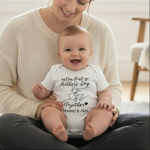 Personalized Baby’s First Mother’s Day Romper with Custom Name | 5 Colors | Sizes 3M-24M