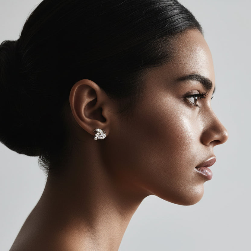 4 Carat Moissanite Knot Stud Earrings | Sterling Silver Bridal Earrings | Anniversary Gift for Her