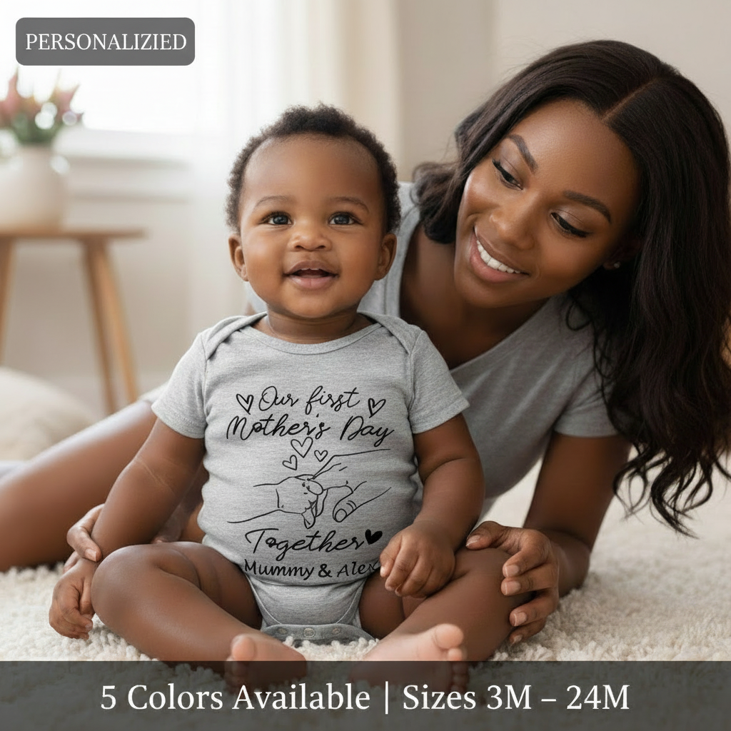 Personalized Baby’s First Mother’s Day Romper with Custom Name | 5 Colors | Sizes 3M-24M