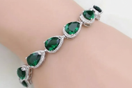 Green Zircon Crystal Bracelet - Zinc Alloy Metal - Bride / Wedding, Birthday