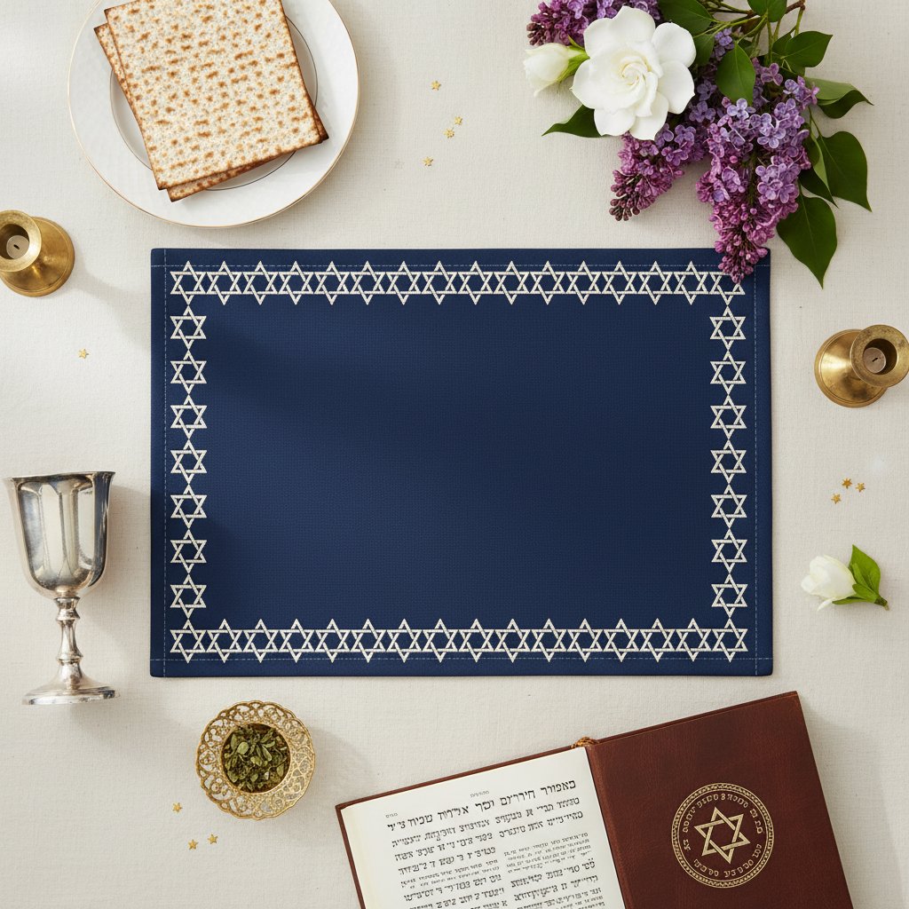 Set of 4/6 Jewish Placemats | 18"x12" Star of David Table Mats | Passover Shabbat Judaica