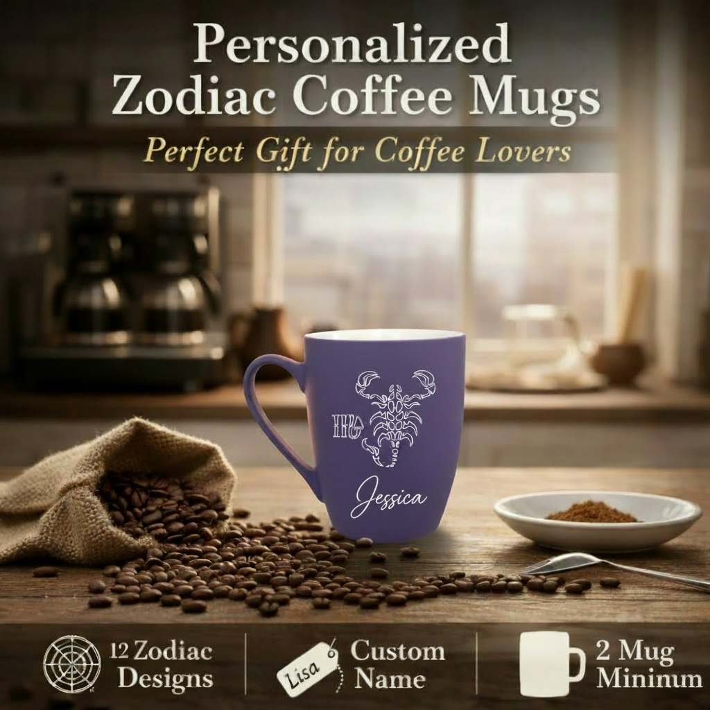 11 oz Personalized Zodiac Mug | Purple Ceramic Horoscope Cup with Name | Birthday Gift