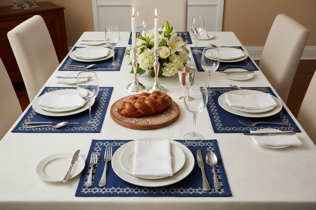Set of 4/6 Jewish Placemats | 18"x12" Star of David Table Mats | Passover Shabbat Judaica